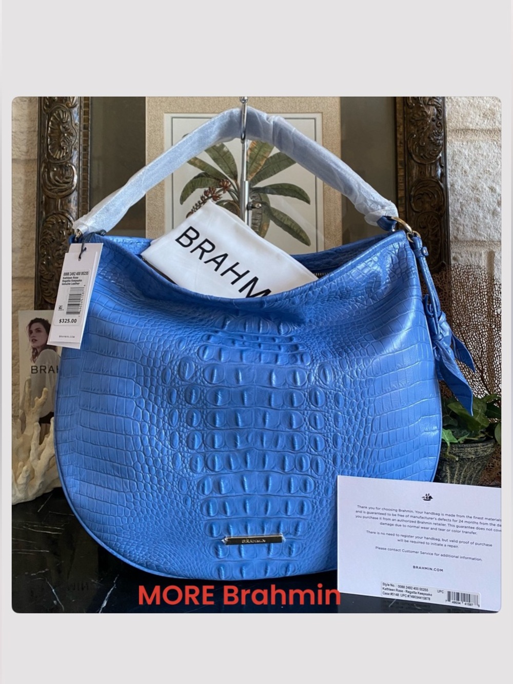 🫐 Brahmin Blue Regatta Keepsake Kathleen Rose Shoulder Bag NWT - Picture 4 of 12